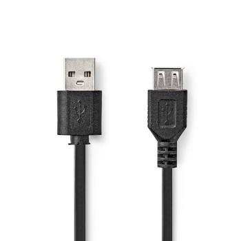 Nedis USB-kabel | USB 2.0 | USB-A Hane | USB-A Hona | 480 Mbps | Nickelplaterad | 3.00 m | Rund | PVC | Svart | Låda