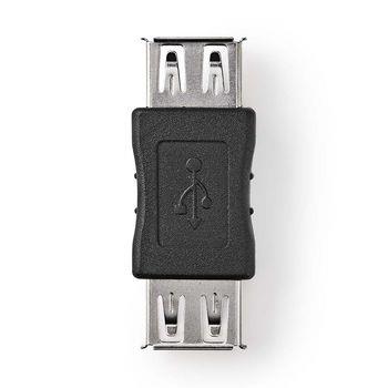 Nedis USB-A Adapter | USB 2.0 | USB-A Hona | USB-A Hona | 480 Mbps | Nickelplaterad | PVC | Svart | Kuvert