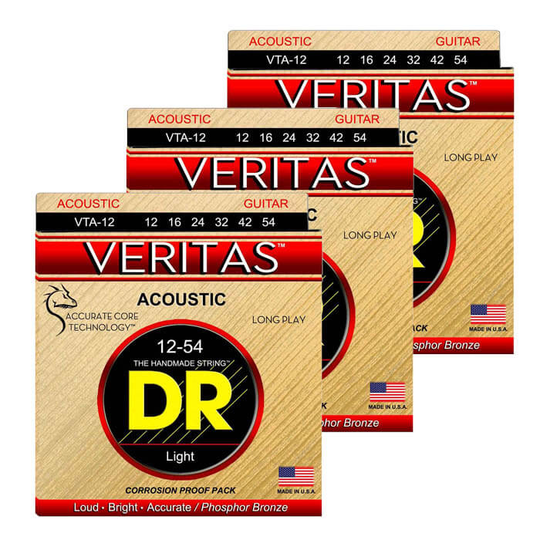 DR Strings VTA-12 Veritas western-gitarr-strangar-012-054-3-pack