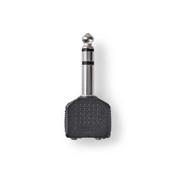 Nedis Stereo Audio Adapter | 6.35 mm Hane | 2x 3.5 mm, Hona | Nickelplaterad | Rak | ABS | Svart | 10 st. | Plastpåse