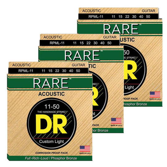 DR Strings RPML-11 Rare western-gitarrsträngar, 011-050, 3 Pack