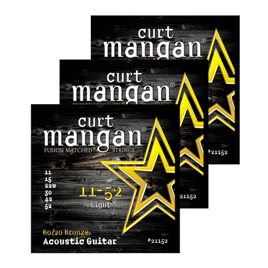Curt Mangan 21152 80/20 Bronze western-gitarrsträngar 011-052, 3-Pack