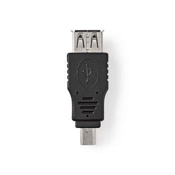 Nedis USB Mikro-B Adapter | USB 2.0 | Mini 5-Pin Hane | USB-A Hona | 480 Mbps | Nickelplaterad | PVC | Svart | Plastpåse