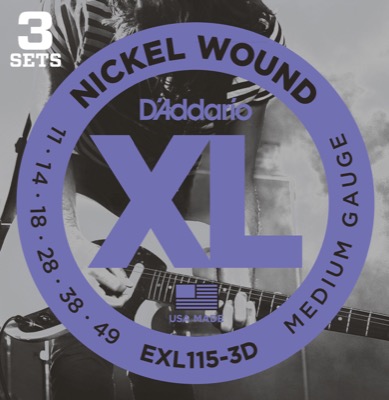 Daddario EXL115-3D Gitarrsträngar (Medium 11-49) 3-pack