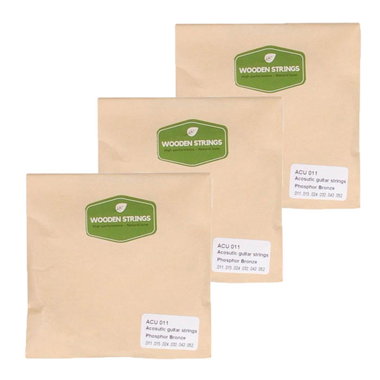 Wooden strings ACU011 western-gitarr-strängar, 011-052, 3 Pack