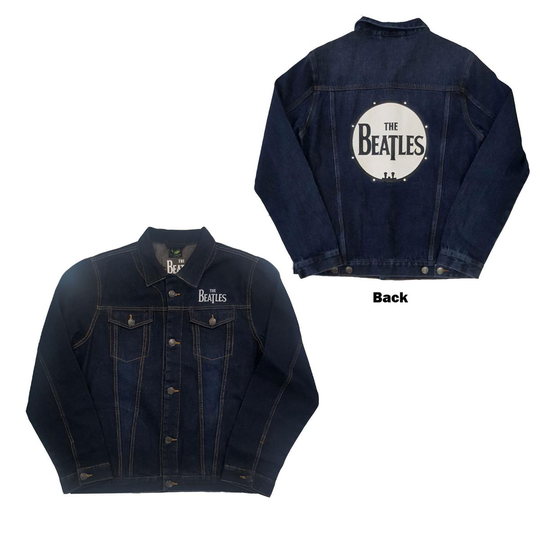 The Beatles: Unisex Denim Jacket/Drum Logo (Back Print) (Large)