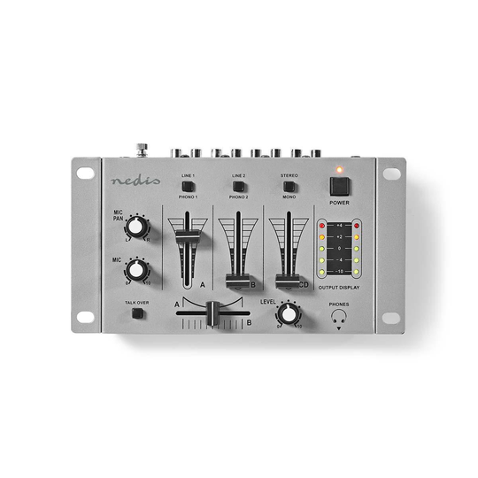 Nedis DJ-mixer | 3 Kanaler | Krossdimmning | Talkover funktion | Aluminium | Silver / Svart