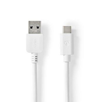 Nedis USB-kabel | USB 3.2 Gen 1 | USB-A Hane | USB-C- Hane | 60 W | 5 Gbps | Nickelplaterad | 2.00 m | Rund | PVC | Vit | Låda