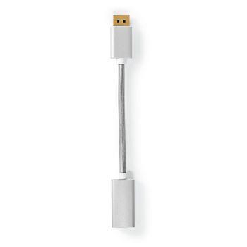 Nedis Displayport-kabel | DisplayPort Hane | HDMI- Utgång | 4K@60Hz | Guldplaterad | 0.20 m | Rund | Flätad | Silver | Kartong med täckt fönster