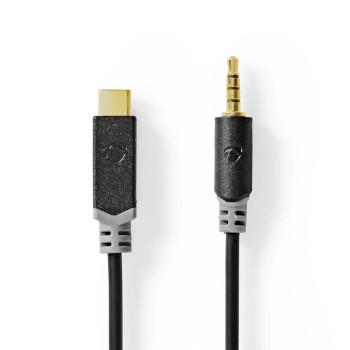 Nedis USB-C- Adapter | USB 2.0 | USB-C- Hane | 3.5 mm Hane | 1.00 m | Rund | Guldplaterad | PVC | Svart | Låda