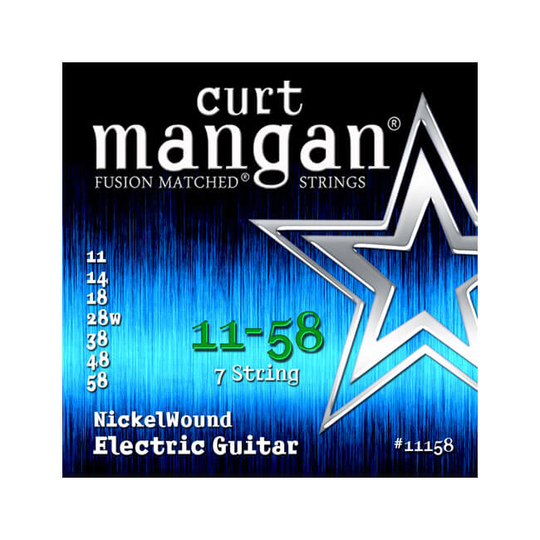 Curt Mangan 11158 Nickel Wound 7-strängs-set el-gitarrsträngar 011-058