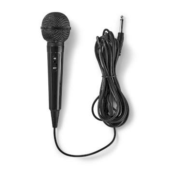 Nedis Trådad Mikrofon | Kardioid | Fast kabel | 5.00 m | 80 Hz - 12 kHz | 600 Ohm | -75 dB | På / av-knapp | ABS | Svart