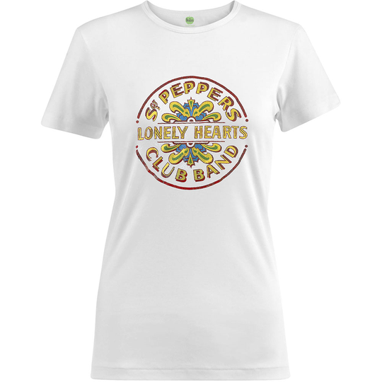 The Beatles: Ladies T-Shirt/Sgt Pepper Drum Colour (Foiled) (Medium)