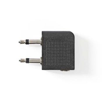 Nedis Stereo Audio Adapter | 2x 3,5 mm Hane | 3.5 mm Hona | Nickelplaterad | Vinklat 90° | Metall | Svart | 10 st. | Plastpåse