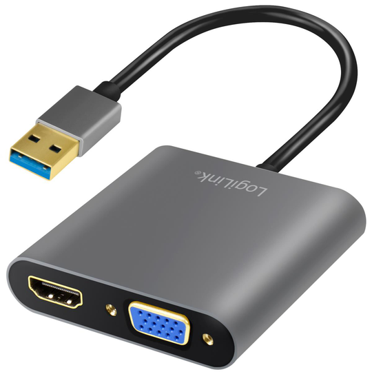 LogiLink: USB-A 3.0 -> HDMI-Hona + VGA-Hona Adapter