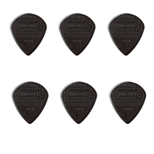 Dunlop Nylon Max Grip Jazz III Stiffo plektrum (6 st.)