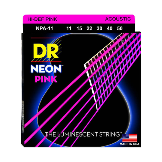 DR Strings NPA11 Neon Pink western-gitarr-strängar, 011-050