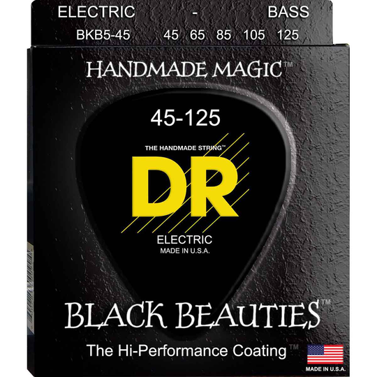 DR Strings BKB5-45 Black Beauties black 5-strängad bassträngar, 045-125