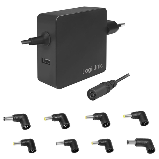 LogiLink: Laptop-strömadapter + USB-laddning 70W
