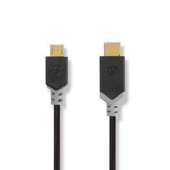 Nedis USB-kabel | USB 2.0 | USB-C- Hane | USB Micro-B Hane | 60 W | 480 Mbps | Guldplaterad | 1.00 m | Rund | PVC | Antracit | Kartong med fönster