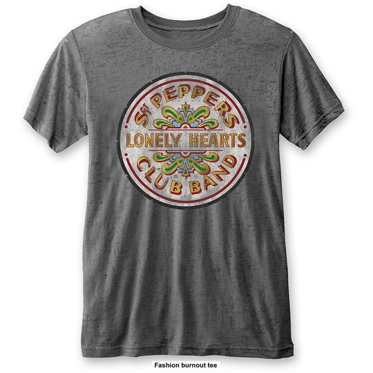 The Beatles: Unisex T-Shirt/Sgt Pepper Drum (Burnout) (Medium)