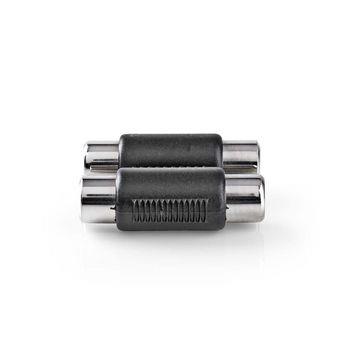 Nedis Stereo Audio Adapter | 2x RCA Hona | 2x RCA Hona | Nickelplaterad | Rak | ABS | Svart | 1 st. | Låda