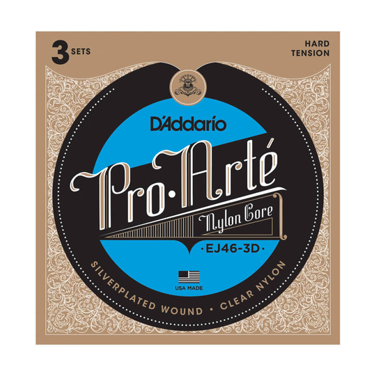 D'Addario EJ46-3D spansk gitarr-strängar, hard tension (3 set)