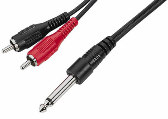 Monacor MCA-300 jack(mono) till 2x phono-kabel 3 meter