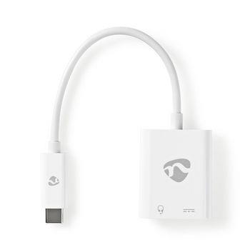 Nedis USB Multi-Port Adapter | USB 3.1 | USB-C- Hane | USB-C- Hona / 3.5 mm Hona | 0.15 m | Rund | Guldplaterad / Nickelplaterad | PVC | Vit | Plastpåse