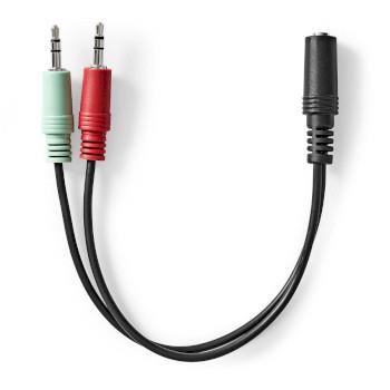 Nedis Stereoljudkabel | 3.5 mm Hona | 2x 3,5 mm Hane | Guldplaterad | 0.12 m | Rund | Svart | Låda