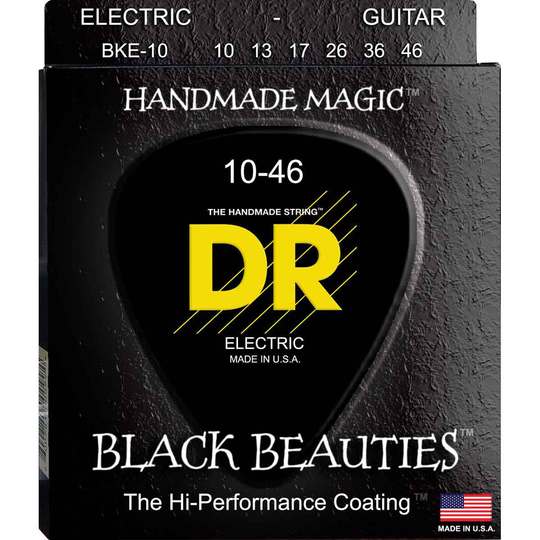 DR Strings BKE-10 Black Beauties black el-gitarrsträngar, 010-046