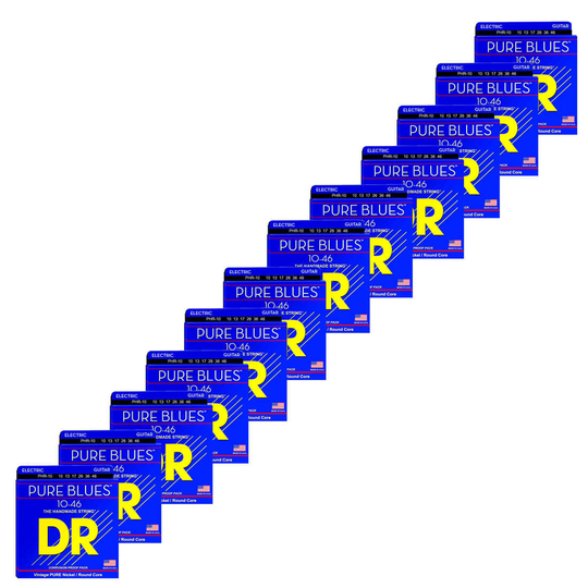 DR Strings PHR-10 Pure blues el-gitarr-strängar, 010-046, 12-pack