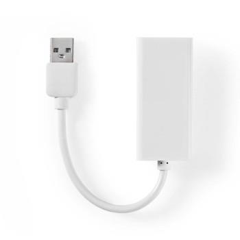 Nedis USB-nätverkskort | USB 2.0 | 100 Mbps | USB-A Hane | RJ45 Hona | 0.20 m | Rund | Guldplaterad | Bar koppar | Vit | Kuvert