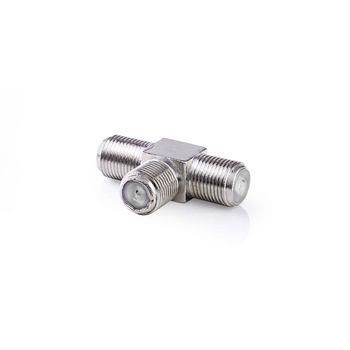 Nedis Satellite & Antenn Adapter | F Hona | 2x F Hona | Nickelplaterad | 75 Ohm | T-Splitter | Metall | Silver | 10 st. | Plastpåse