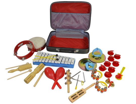Multi percussion set med 17 delar och box
