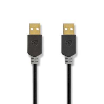 Nedis USB-kabel | USB 2.0 | USB-A Hane | USB-A Hane | 480 Mbps | Guldplaterad | 2.00 m | Rund | PVC | Antracit | Låda