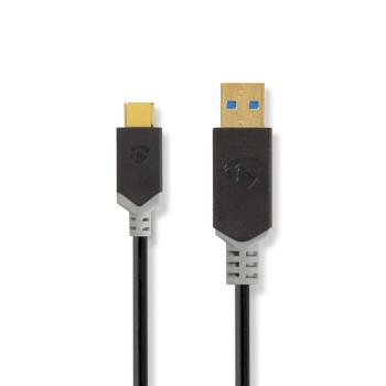 Nedis USB-kabel | USB 3.2 Gen 1 | USB-A Hane | USB-C- Hane | 60 W | 5 Gbps | Guldplaterad | 1.00 m | Rund | PVC | Antracit | Kartong med fönster