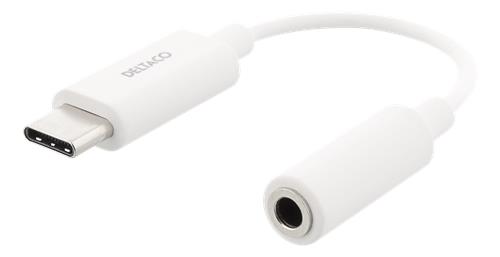 USB-C Adapter till 3,5mm stereo, aktiv, 11cm, vit