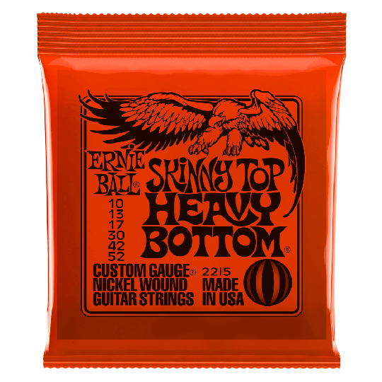 Ernie Ball Slinky Nickel Wound Gitarrsträngar, Elgitarr Skinny Top Heavy Bottom 010-052