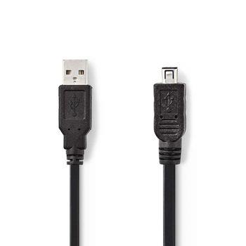 Nedis USB-kabel | USB 2.0 | USB-A Hane | Mini 4-Pin Hane | 480 Mbps | Nickelplaterad | 2.00 m | Rund | PVC | Svart | Plastpåse