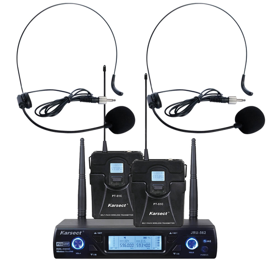Karsect JRU-562/PT-51C/HT-11A trådlöst 2 x headset-mikrofon-set