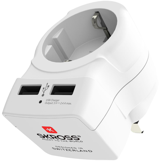 SKROSS: El-Adapter USB Storbritannien mfl