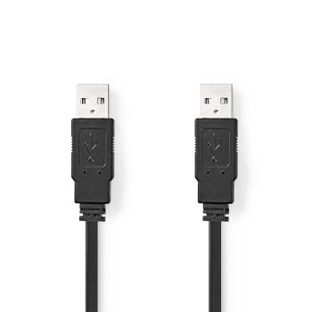 Nedis USB-kabel | USB 2.0 | USB-A Hane | USB-A Hane | 480 Mbps | Nickelplaterad | 1.00 m | Platt | PVC | Svart | Plastpåse
