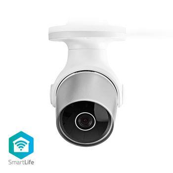 Nedis SmartLife Utomhus Kamera | Wi-Fi | Full HD 1080p | IP65 | microSD (ingår inte) / Molnlagring (tillval) | 12 V DC | Nattsikt | Android- / IOS | Silver / Vit