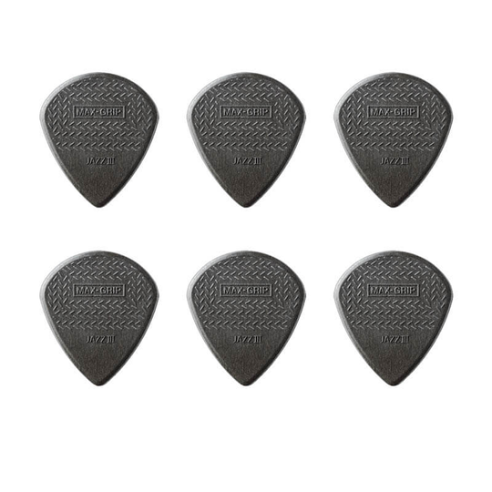 Dunlop Nylon Max Grip Jazz III Carbon plektrum (6 st.)
