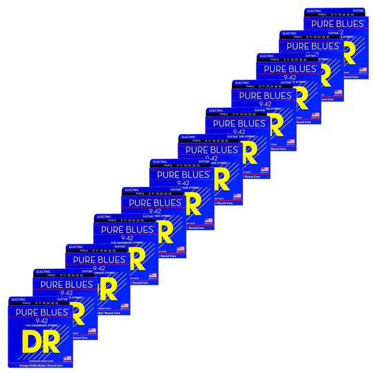 DR Strings PHR-9 Pure blues el-gitarr-strängar, 009-042, 12-pack