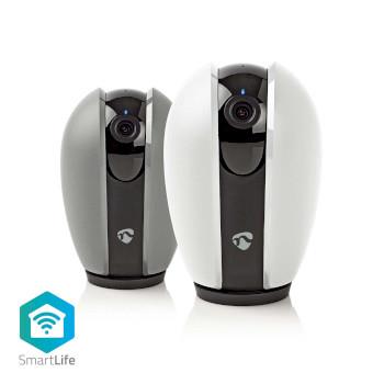 Nedis SmartLife Inomhus Kamera | Wi-Fi | Full HD 1080p | Panorera lutning | microSD (ingår inte) / Molnlagring (tillval) | Nattsikt | Android- / IOS | Mörkgrå / Vit