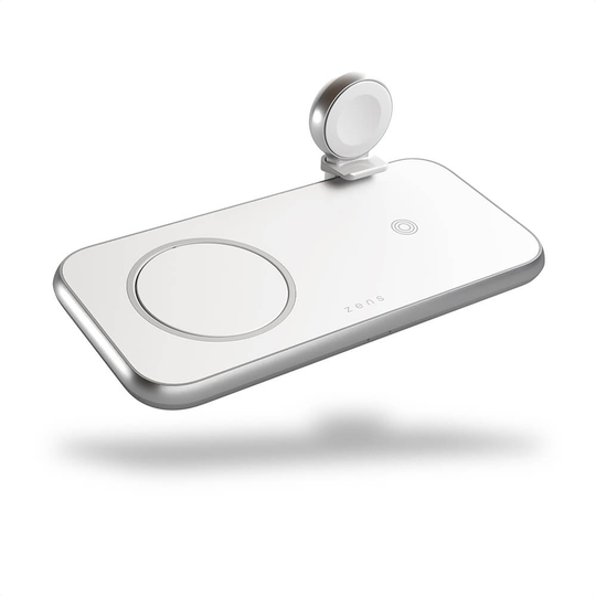 ZENS 4in1 Laddare Designad för Magsafe 10W + Plats för Magsafe + USB-A + Apple Watch