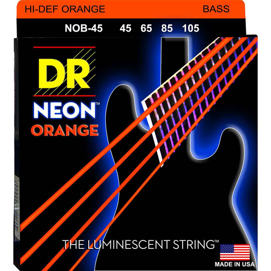 DR Strings NOB-45 Hi-Def neon orange bassträngar, 045-105