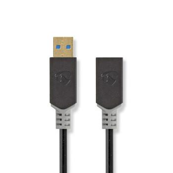 Nedis USB-kabel | USB 3.2 Gen 1 | USB-A Hane | USB-A Hona | 5 Gbps | Guldplaterad | 2.00 m | Rund | PVC | Antracit | Låda